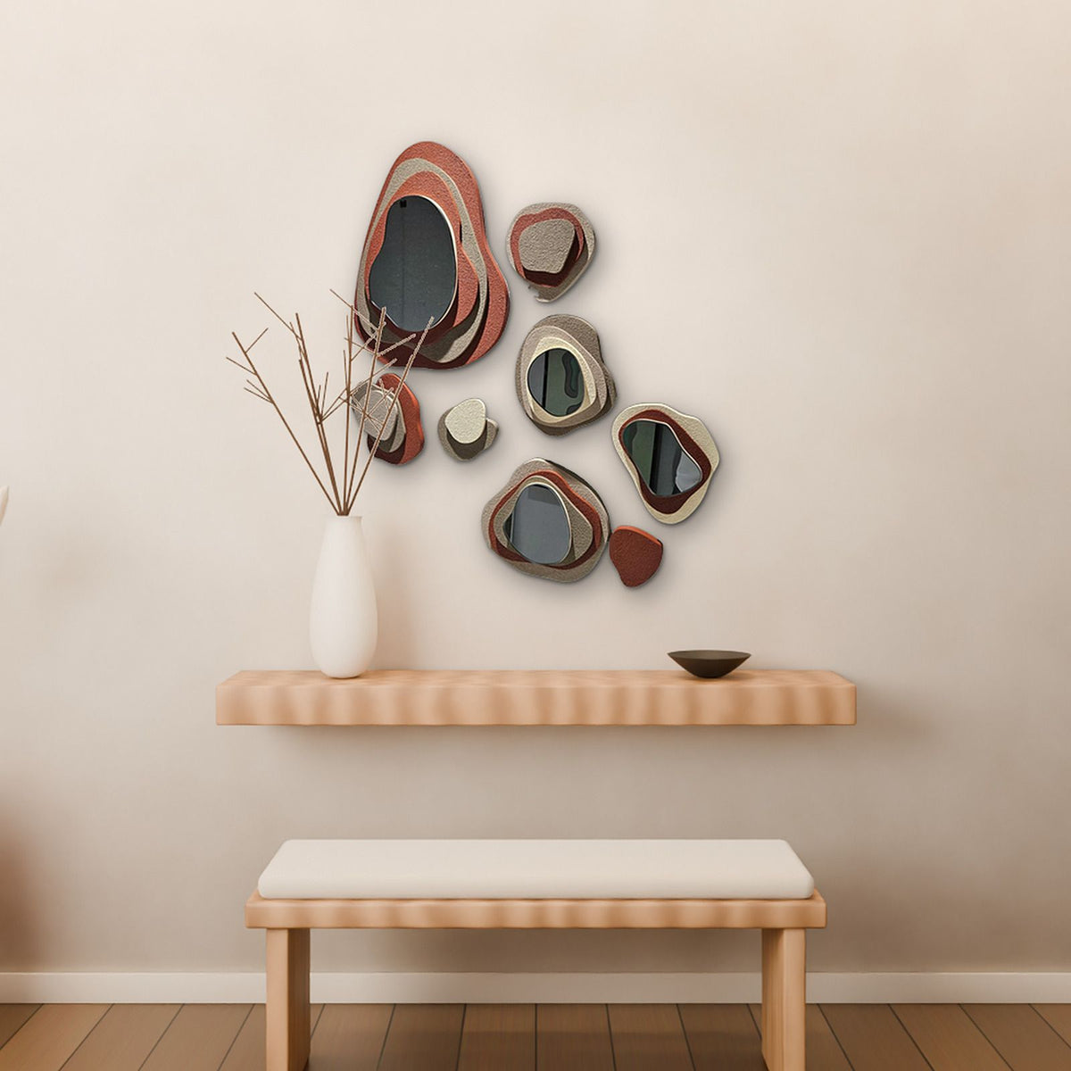 Pebble Mirrors in an entryway