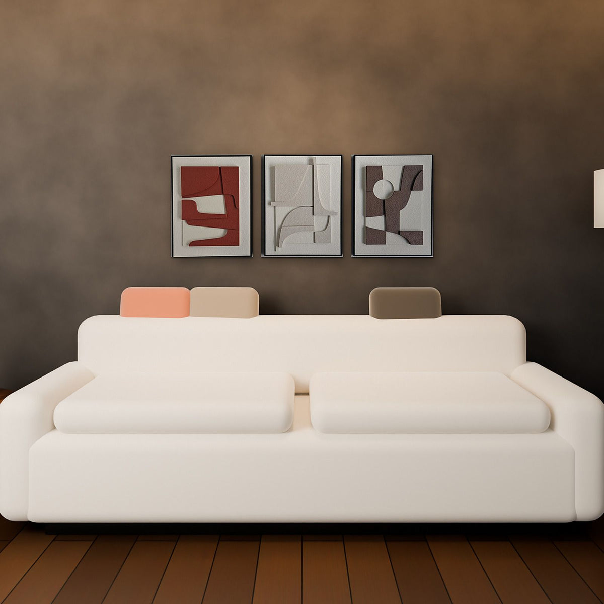 Contour Triptych in a living room