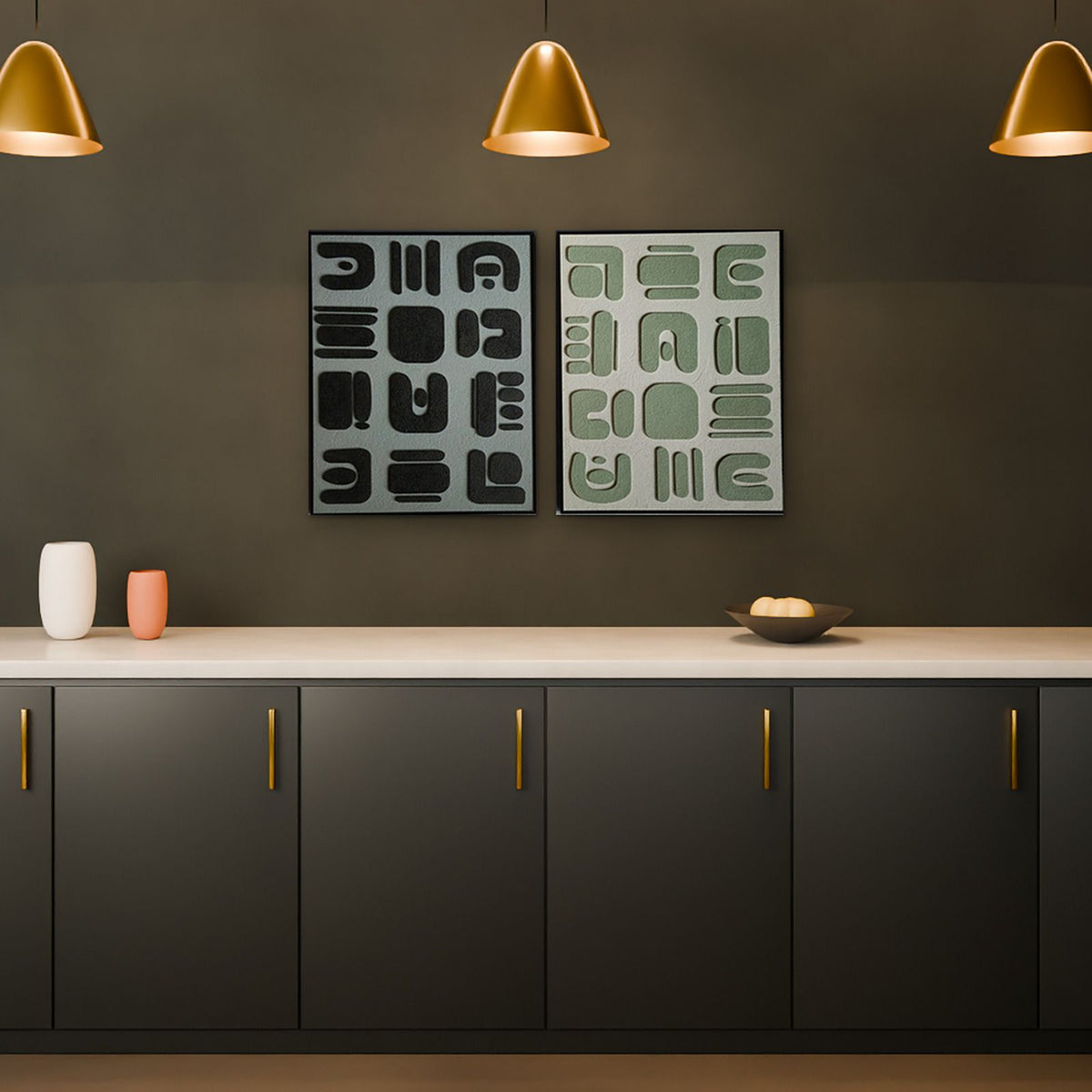 Glyph Panels in a kitchen
