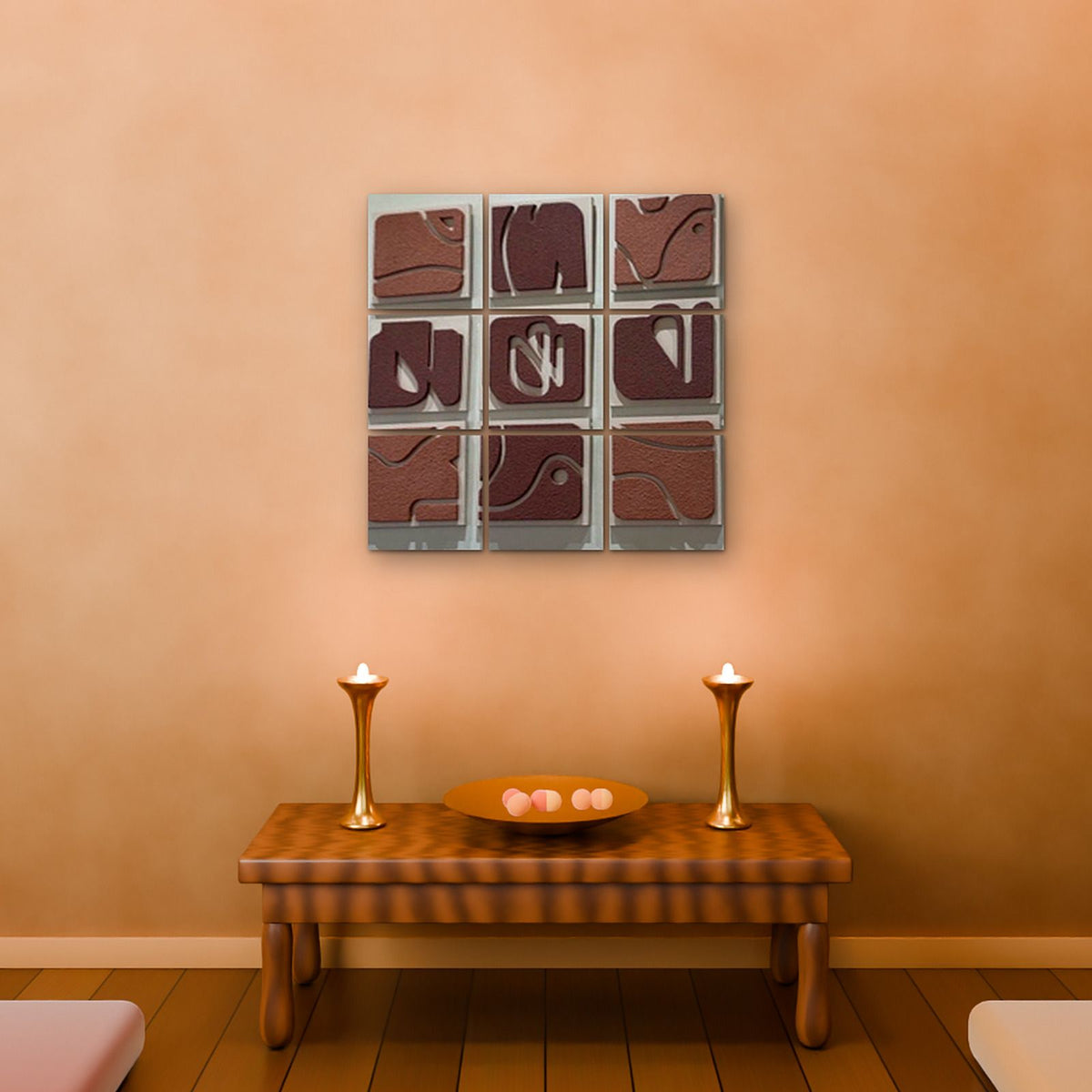Terracotta Waves in a pooja room